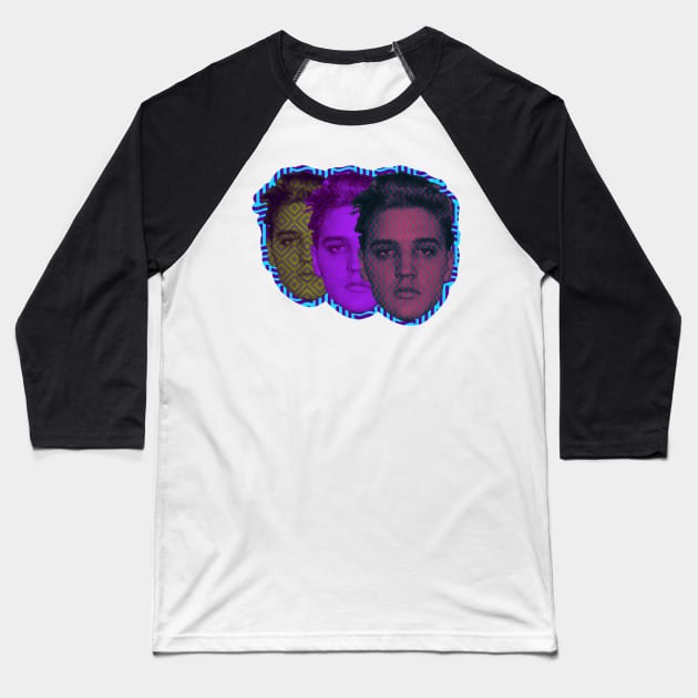 Elvis Presley Mugshot Threeways Baseball T-Shirt by SABREart